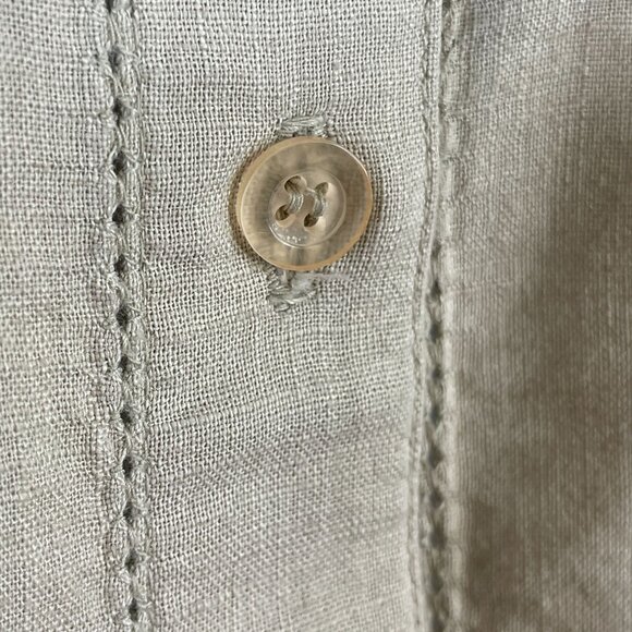 Vintage Womens Linen Blend Button Up Top Size 14 Beige Neutral Capsule Preppy - Picture 3 of 12